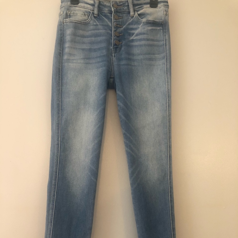 High rise blue jeans
